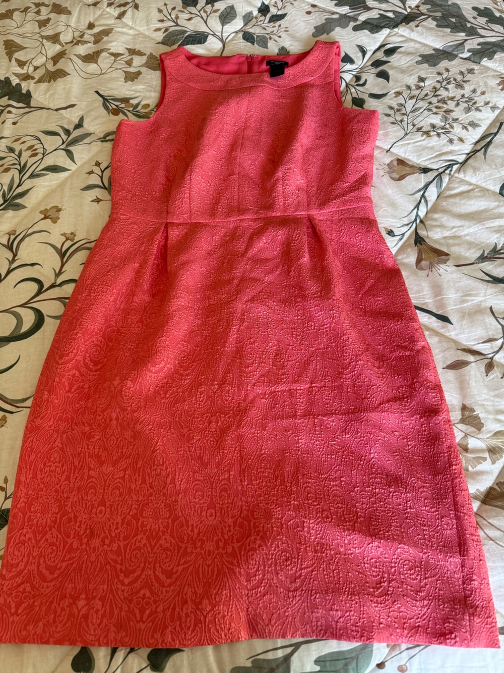 Ann Taylor Coral Pink Textured Midi Dress - Picture 2 of 7
